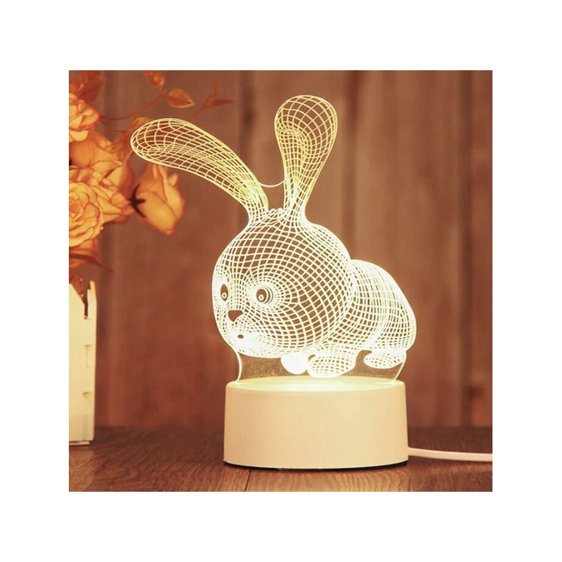 3D akrila truša galda lampa, silti balta GEEKEO