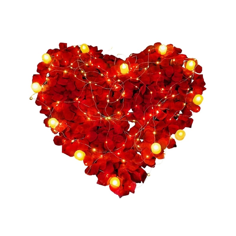 InnoGear kunstroosi kroonlehed 300 tk, LED küünlad 12 tk