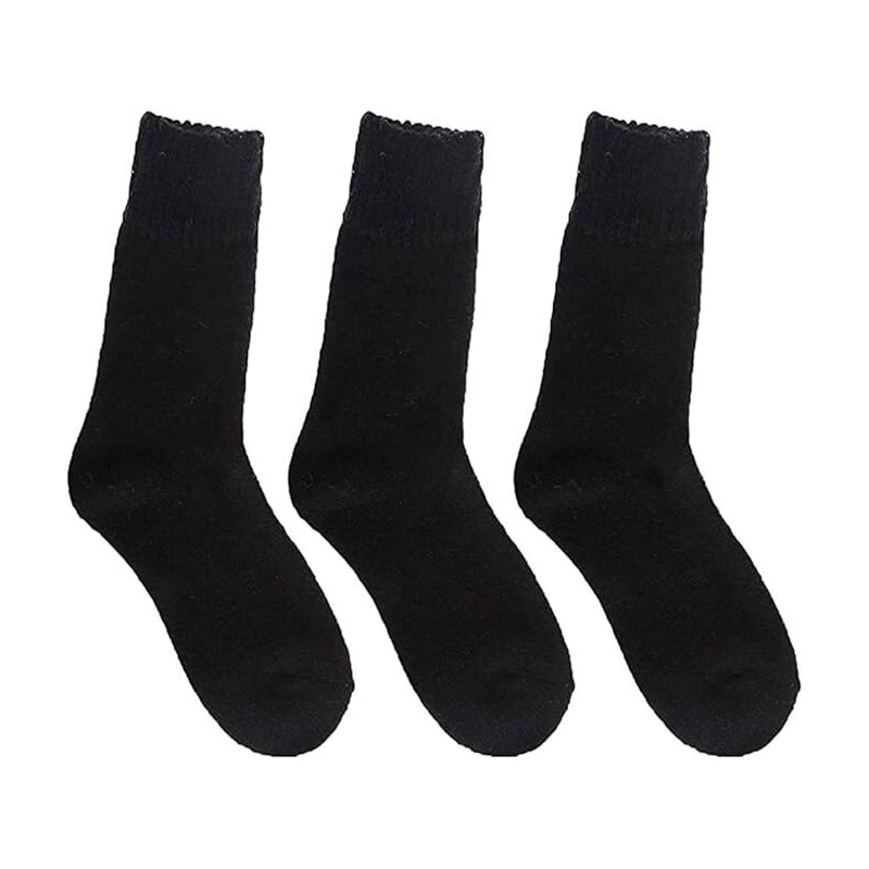 Wool socks for men Yoicy, 3 pairs, black