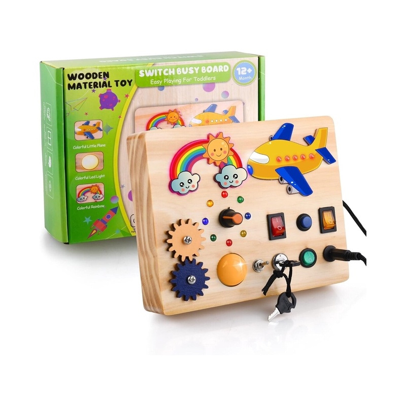 Bērnu koka LED rotaļlieta Aranee Montessori Busy Board 