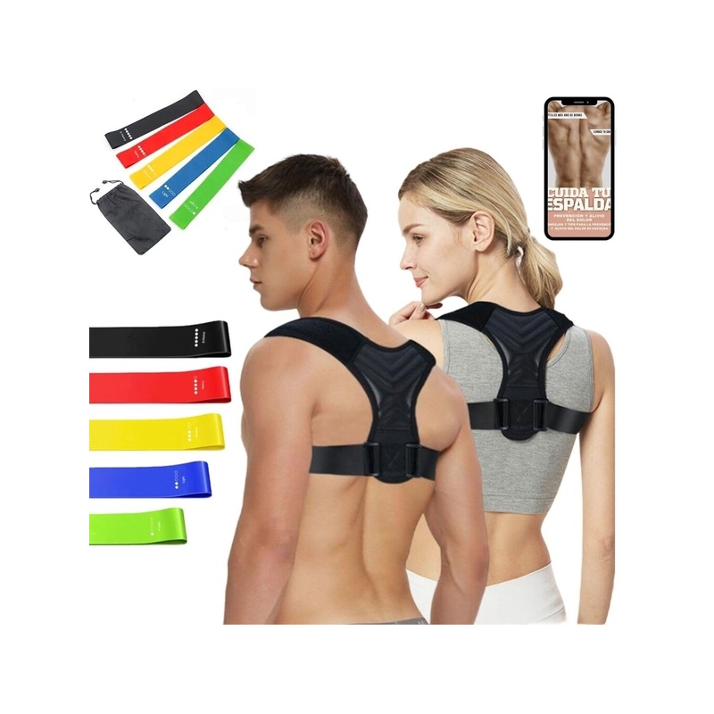 Laikysenos koregatorius su elastinėmis juostomis Roktrol, juodas L(175-190cm)