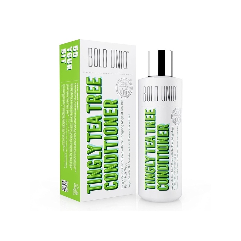 Kondicionierius su arbatmedžio aliejumi niežtinčiajai ir sausai galvos odai BOLD UNIQ, 236 ml