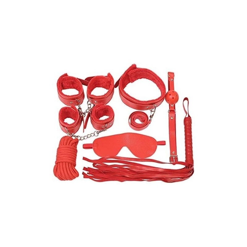 BDSM sekso žaislų rinkinys LovelyMia, 7 vnt., raudonas