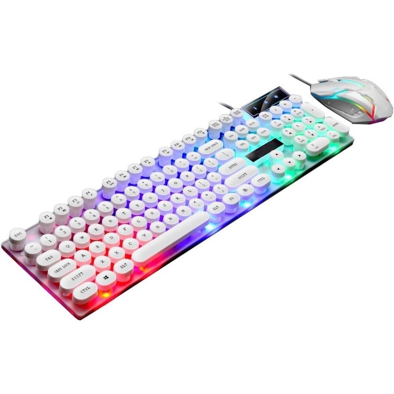 Limeide GTX300 vadu USB LED fona apgaismojuma tastatūra un pele, balta