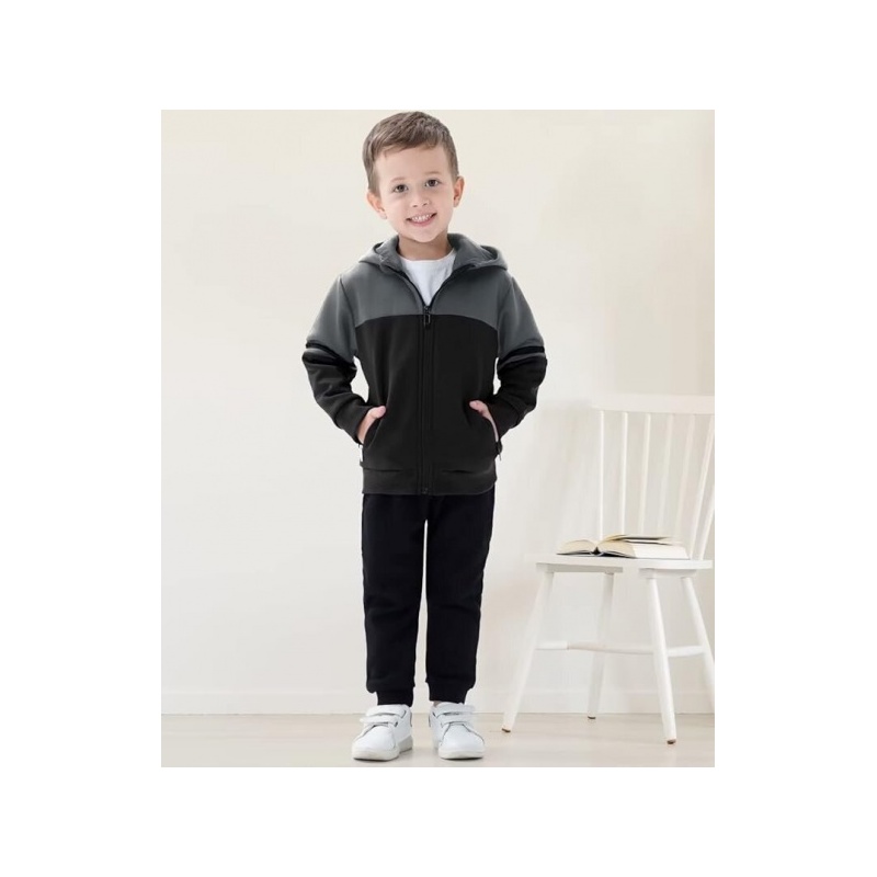JACKETOWN lasten hupullinen villapaita, musta-harmaa XL