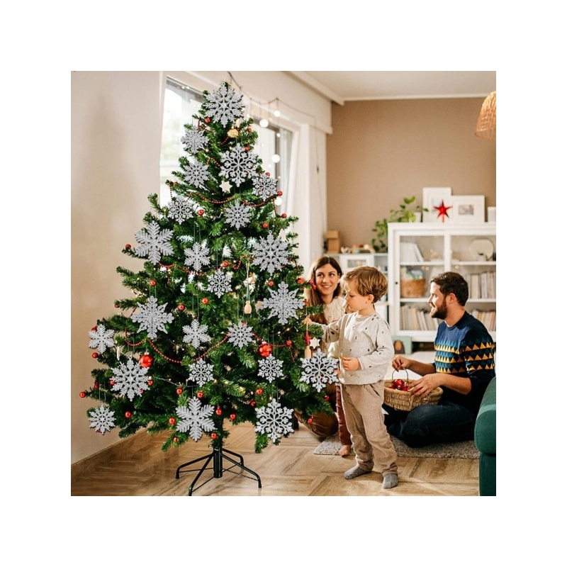 Fobaston Glitter Snowflake joulukoristeet, 30 kpl.