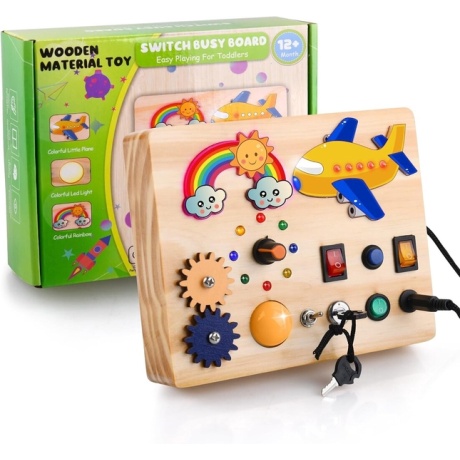 Bērnu koka LED rotaļlieta Aranee Montessori Busy Board 