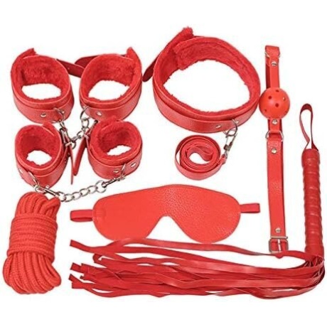 BDSM sekso žaislų rinkinys LovelyMia, 7 vnt., raudonas