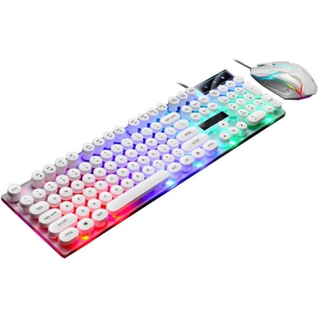 Limeide GTX300 vadu USB LED fona apgaismojuma tastatūra un pele, balta