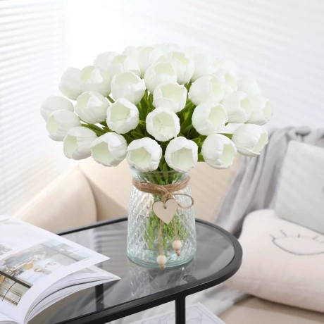 Artificial Tulips JUSTOYOU (White, 15 pcs)