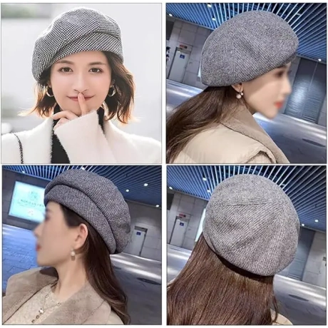 WANYIG sieviešu berete, brūna