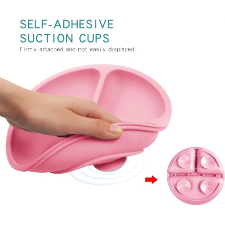 SENDR silikono lėkštė kūdikiams su siurbtuku, pilka