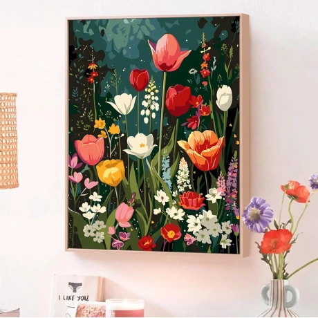 JATOK Картина для раскраски по номерам, "цветы"  (40x50cm)