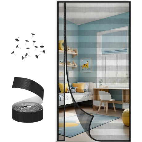 Demlaies Magnetiline putukavõrk uksele 90x210cm, must