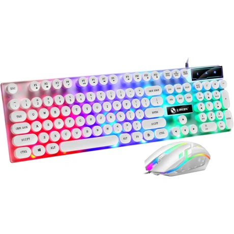 Cengnian GTX300 RGB juhtmega mänguklaviatuuri ja hiir, valge