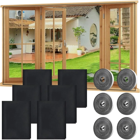 Lxyyds 6-osaline akende sääsevõrkude komplekt, 130 x 150 cm, must