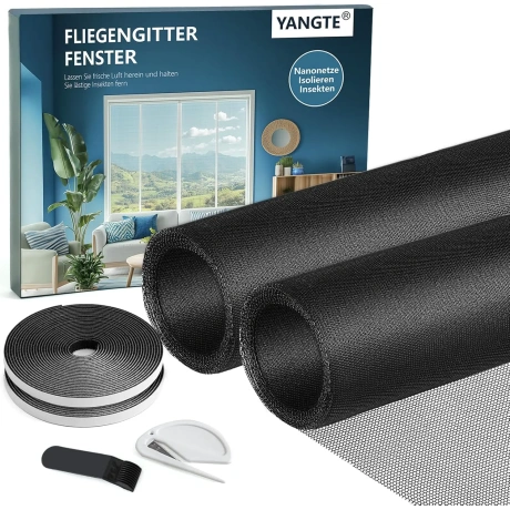Yangte akende sääsevõrk 130 × 150 cm, must, 2 tk