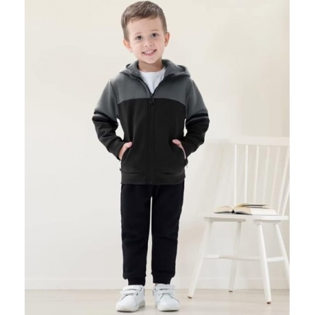 JACKETOWN lasten hupullinen villapaita, musta-harmaa XL