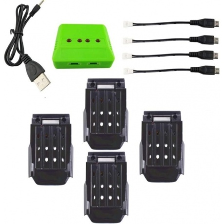 Zygy litiumakku laturilla droneille 4 in 1