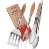 Grilluxe® grillausvälinesarja, lihahaarukka + lasta + pihdit, 3 kpl.